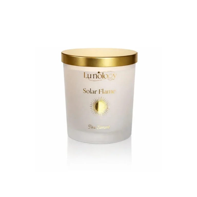 Solar Flame beeswax candle burning with a soft flame