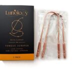 Copper tongue scraper 2 pack in the Lunology box, made from 100% pure copper
