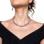 Natural amethyst necklace with polished 8 mm purple beads and a clasp